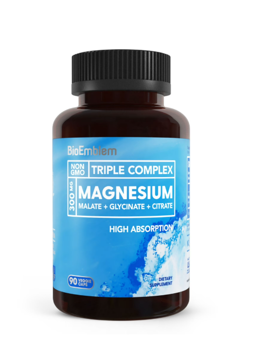 Triple Magnesium Complex | 300mg of Magnesium Glycinate, Malate, & Citrate for Muscles, Nerves — supplement pack