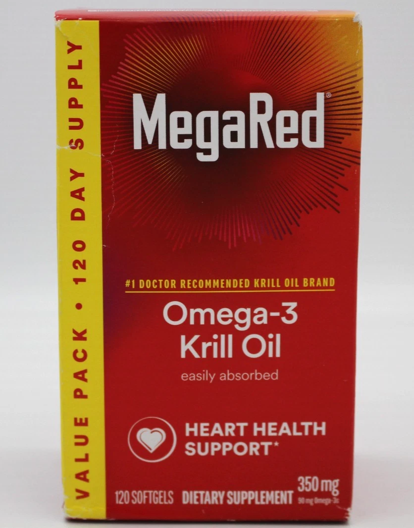 MegaRed Omega-3 Krill Oil Softgels 120 Count Heart Health — supplement pack