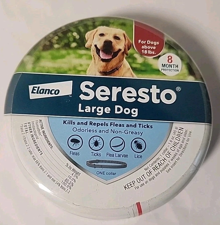 Seresto by Elanco Large Dog Flea & Tick Treatment 8mth Prevention Collar 18 Lbs+ — pet care product