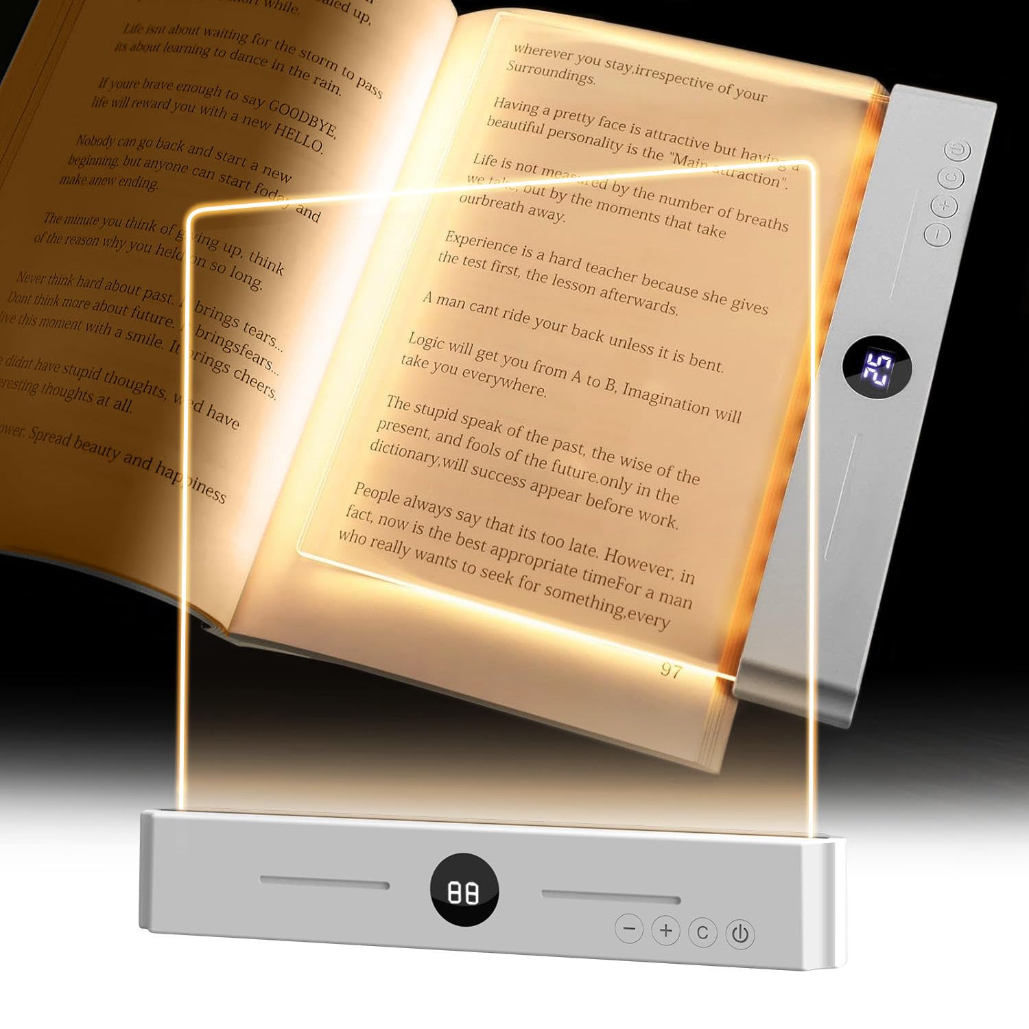 Rechargeable LED Book Reading Light with Timer Display, Acrylic Lamp, 3 Color Temperature Modes — home and garden product