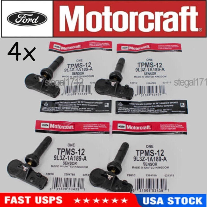 4PCS Genuine Motorcraft TIRE PRESSURE MONITORING SENSOR OEM TPMS-12 9L3Z-1A189-A — automotive replacement part