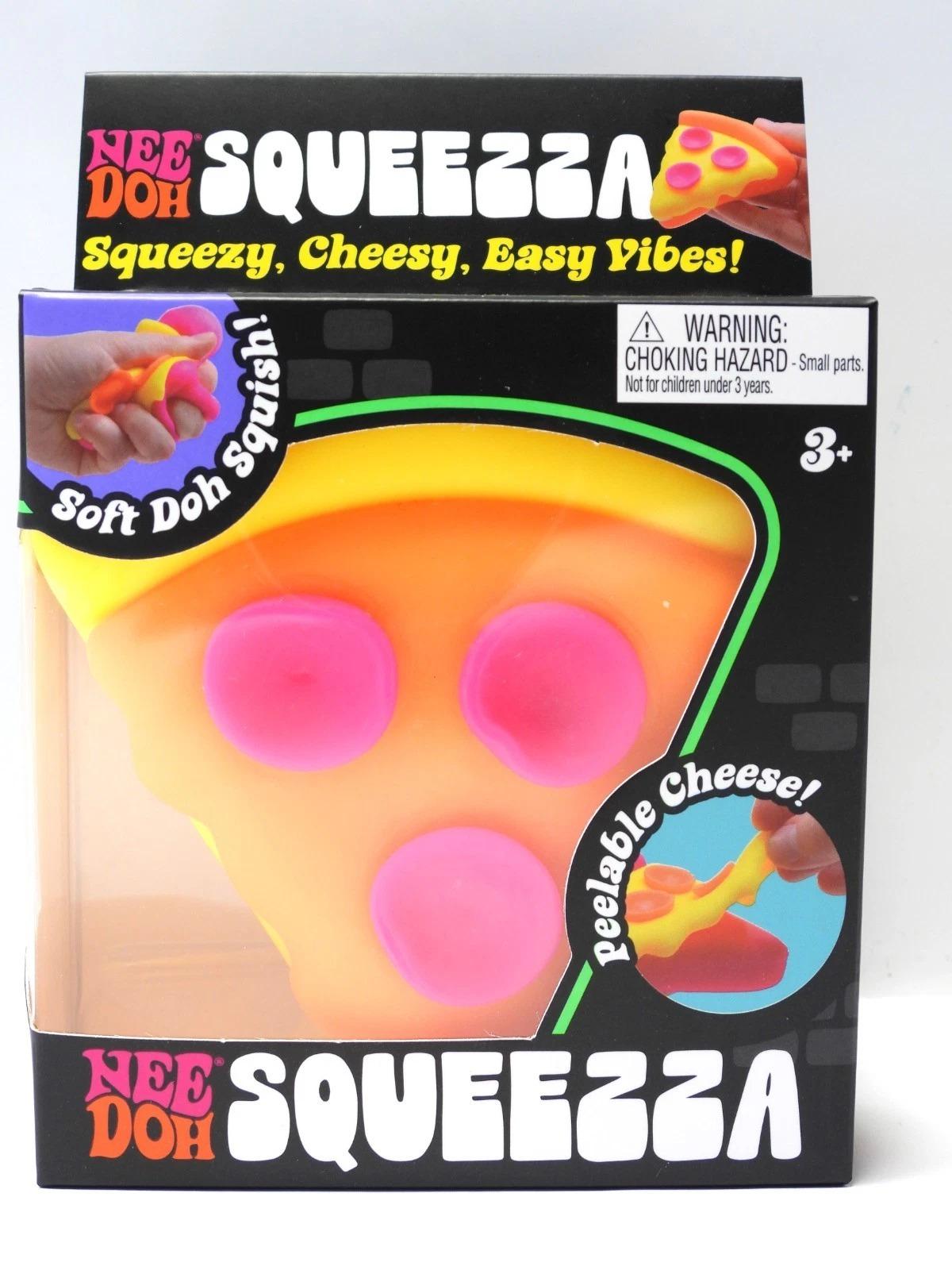 NeeDoh SQUEEZA Pizza Squeeze Toy Yellow Crust Nee Doh Fidget Squishy GENUINE — retail product