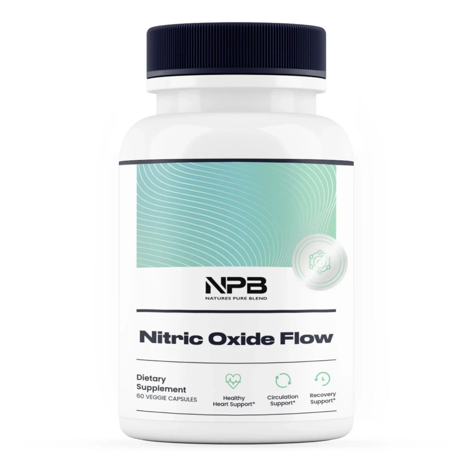 Nitric Oxide Flow Blood Pressure Support Improve Circulation-Natures Pure Blend 60 capsules — supplement pack