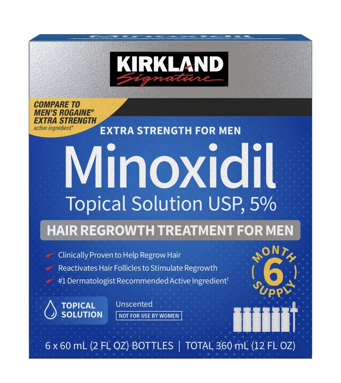 Kirkland Minoxidil 5% Hair Regrowth Solution Extra Strength Men 6 Month Supply — hair care product