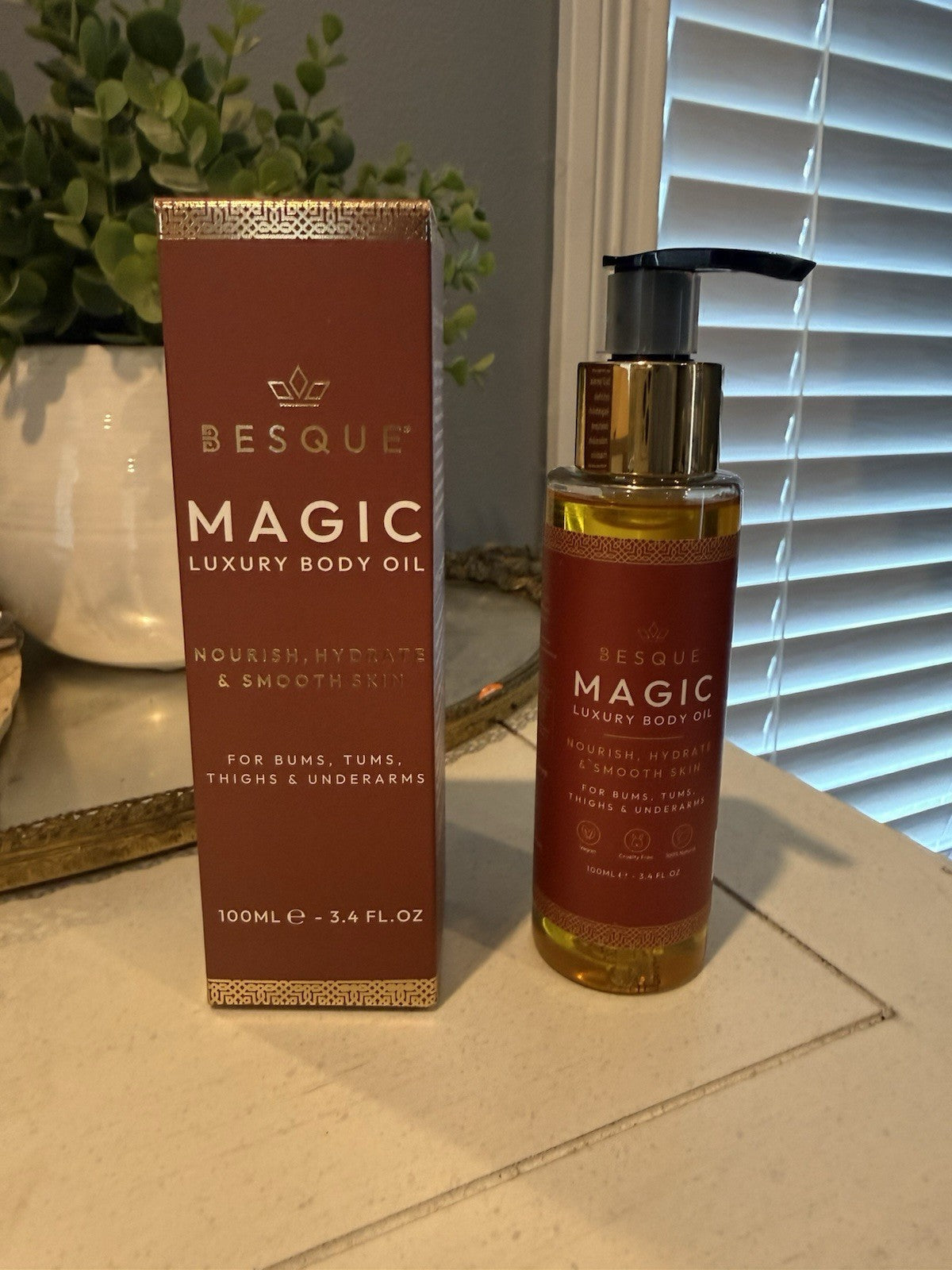 Besque Magic Luxury Body Oil 3.4 oz Firms Tighten & Hydrate — retail product