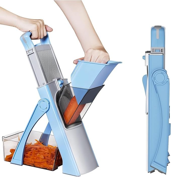 Upgrade Safe Mandoline Slicer for Kitchen, 5-in-1 Vegetable Chopper & Potato Sli — retail product