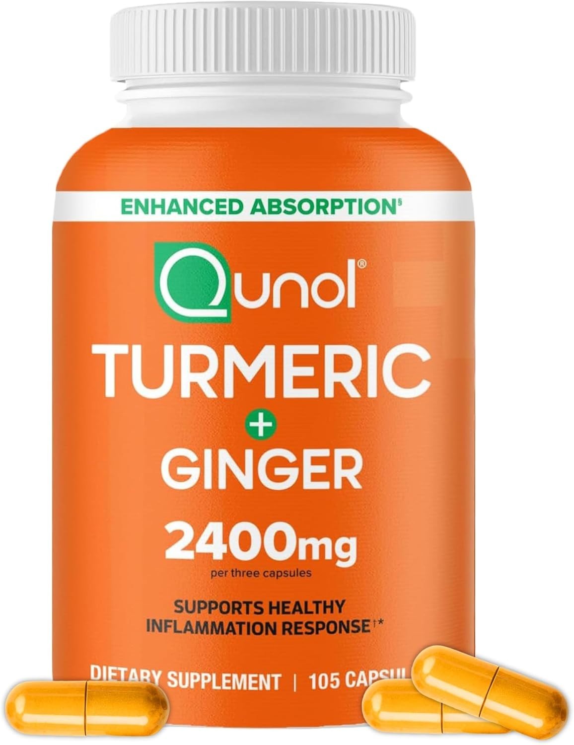 Qunol Turmeric Curcumin 2400mg w/ Black Pepper & Ginger | 105 Ct — supplement pack