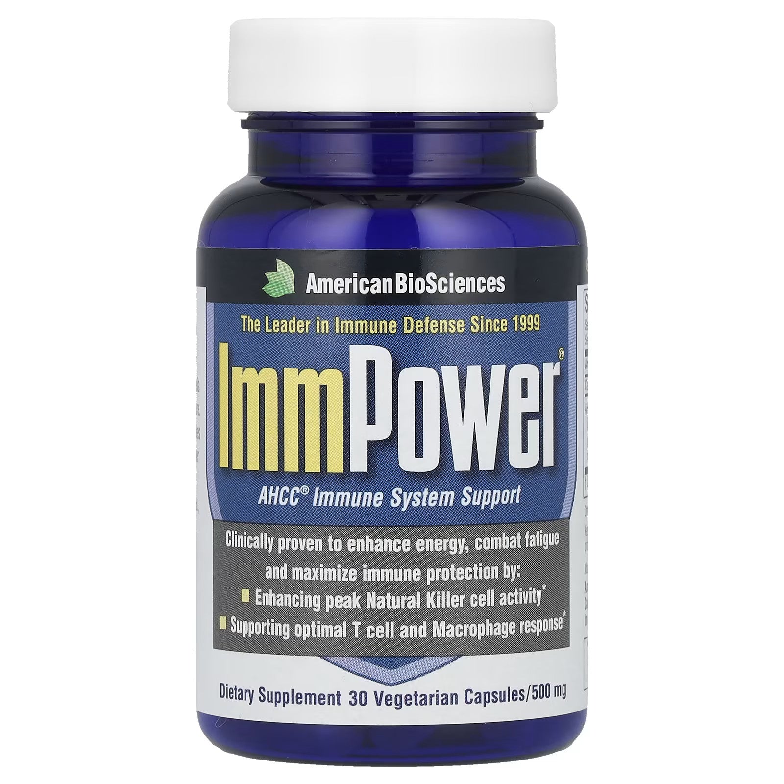 American BioSciences ImmPower AHCC 500mg Immune Support, NK Cells & Cytokines, 3 — supplement pack