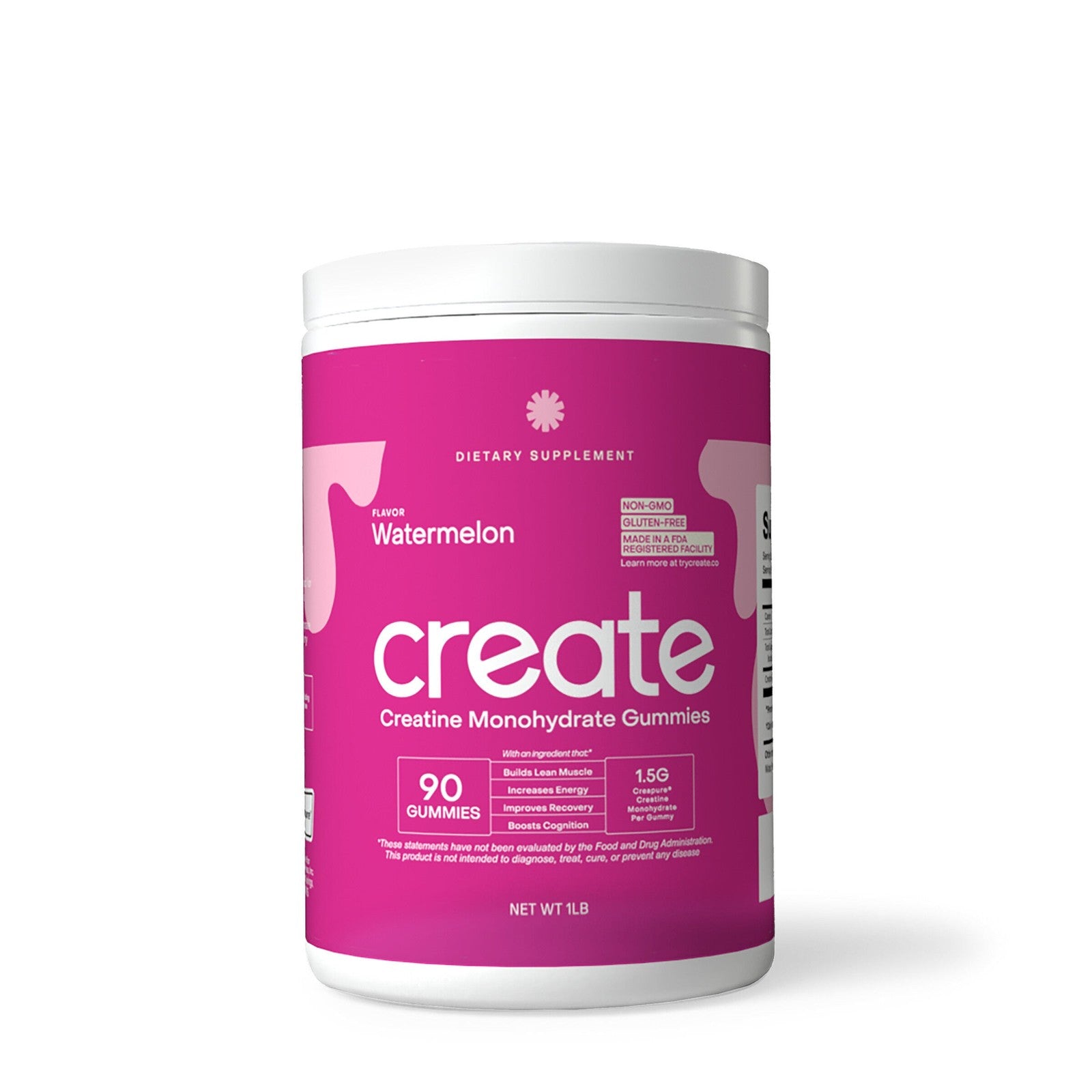 Create Creatine Monohydrate Gummies, 1.5g per Gummy Watermelon, 90ct, Non-GMO — supplement pack