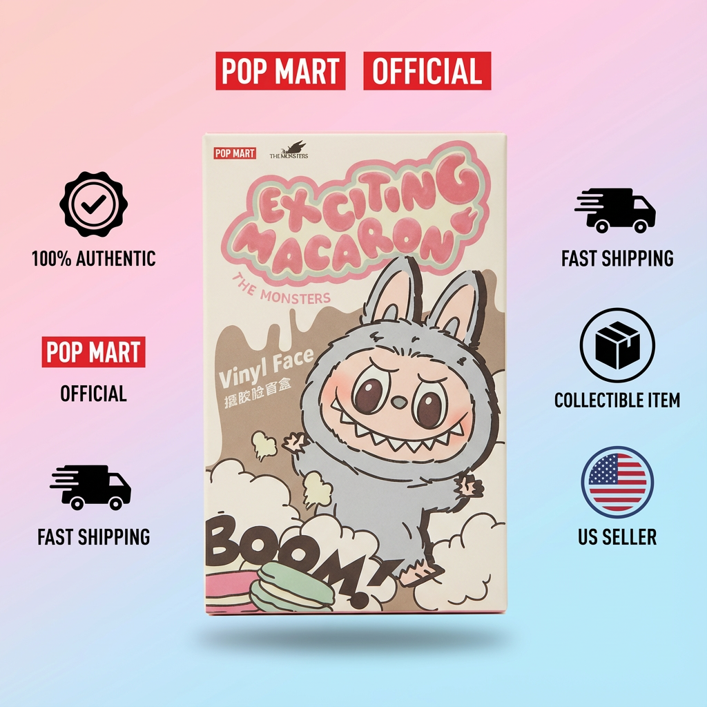 Pop Mart Labubu Monsters Exciting Macaron — Vinyl Face Blind Box — retail product