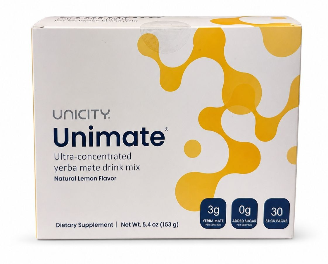 Unicity Unimate Lemon Drink Mix 30 Sachets–Energy & Metabolism Support (Natural Lemon flavor) — supplement pack
