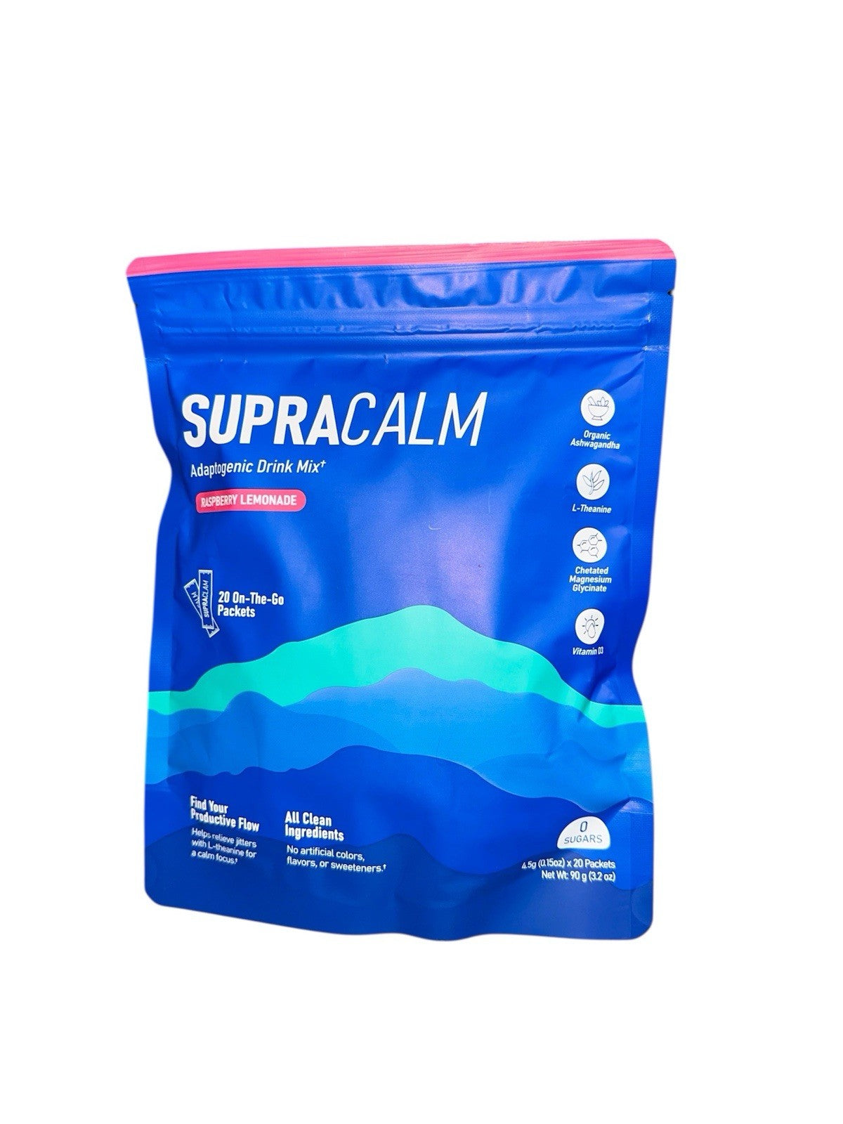 Supercalm Drink Mix - Raspberry Lemonade - Relaxation, Focus, No Sugar 20 Ct — supplement pack