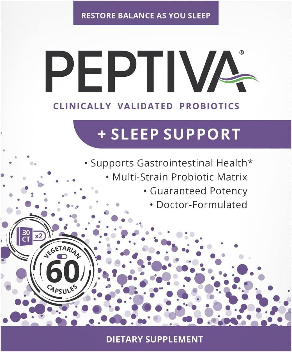 Peptiva 26 Billion CFU Probiotic & Sleep Support - Clinically Validated Multi-St (60 CAPSULES) — supplement pack